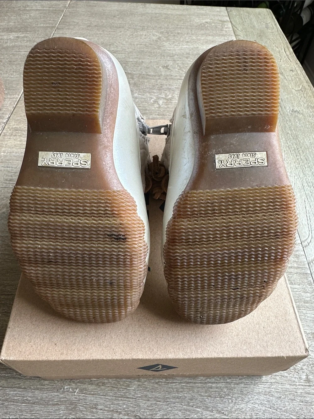 Sperry Kids Ivory & Tan Rain Duck Boots